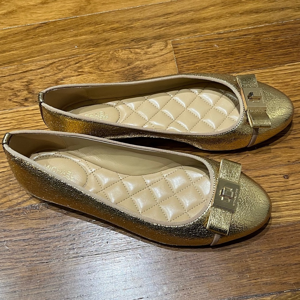 Michael Kors Gold Buckle Flats RV $115